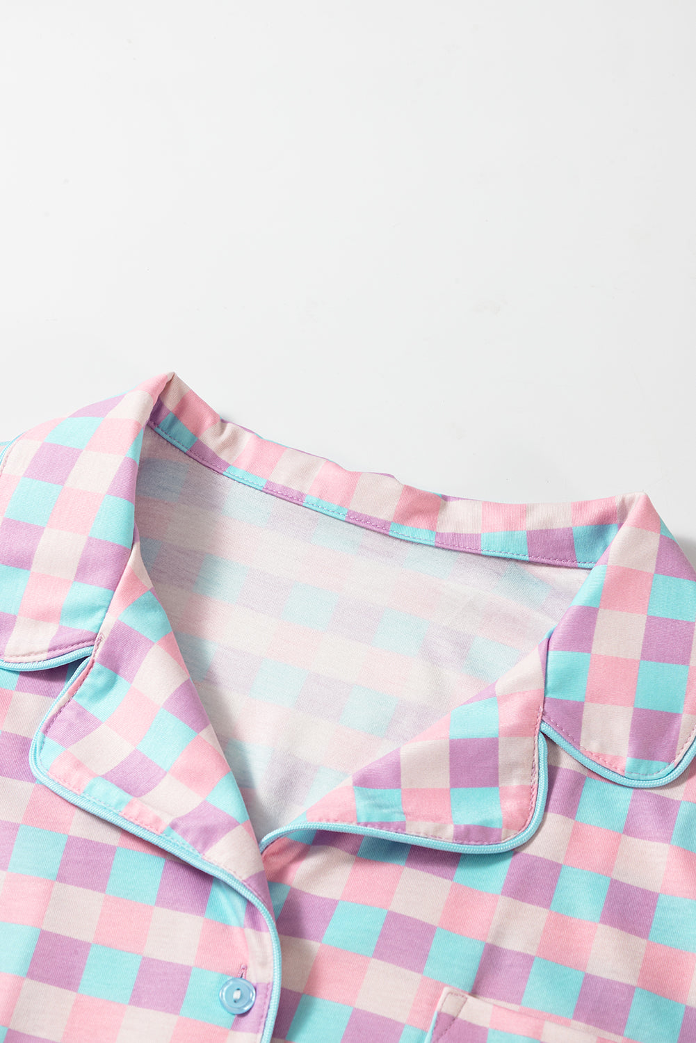Purple Checkered Pattern Short Sleeve Pajamas Set-Chaelisa's New Jammies