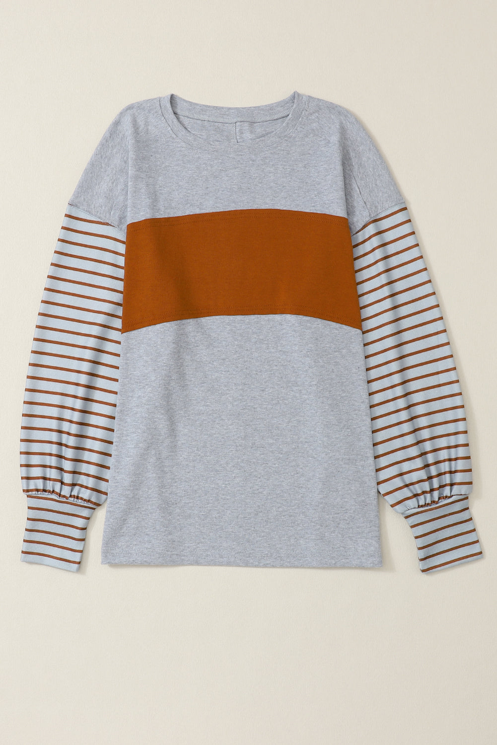 Peach Blossom Colorblock Striped Bishop Sleeve Top-Chaelisa's New Jammies