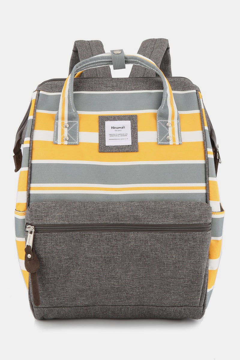Himawari Striped Waterproof Nylon Backpack Bag with Side Pockets-Chaelisa's New Jammies