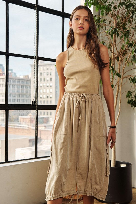 ADORA Drawstring Sleeveless Washed Dress-Chaelisa's New Jammies