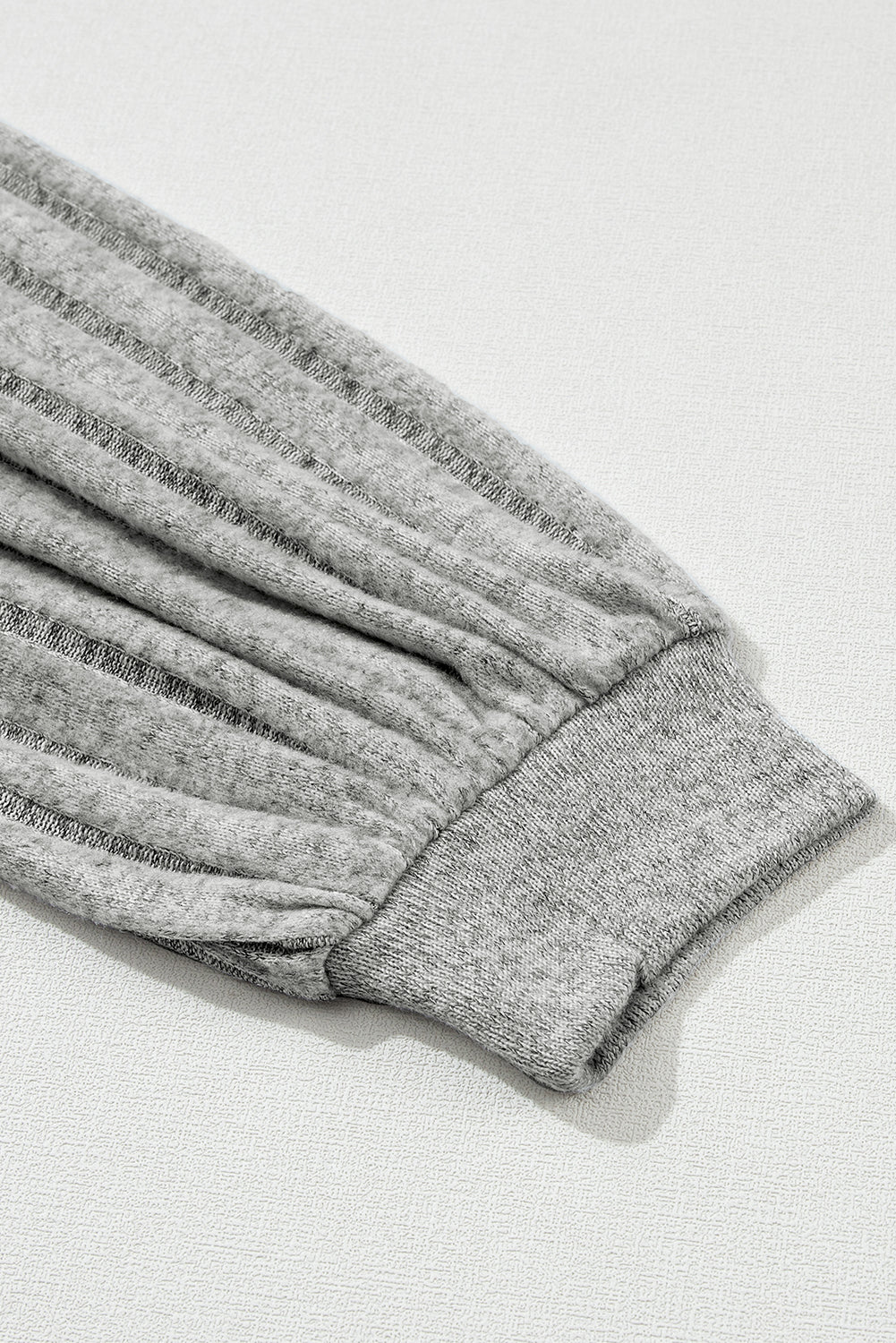 Light Grey Buttoned V Neck Ribbed Puff Sleeve Top-Chaelisa's New Jammies