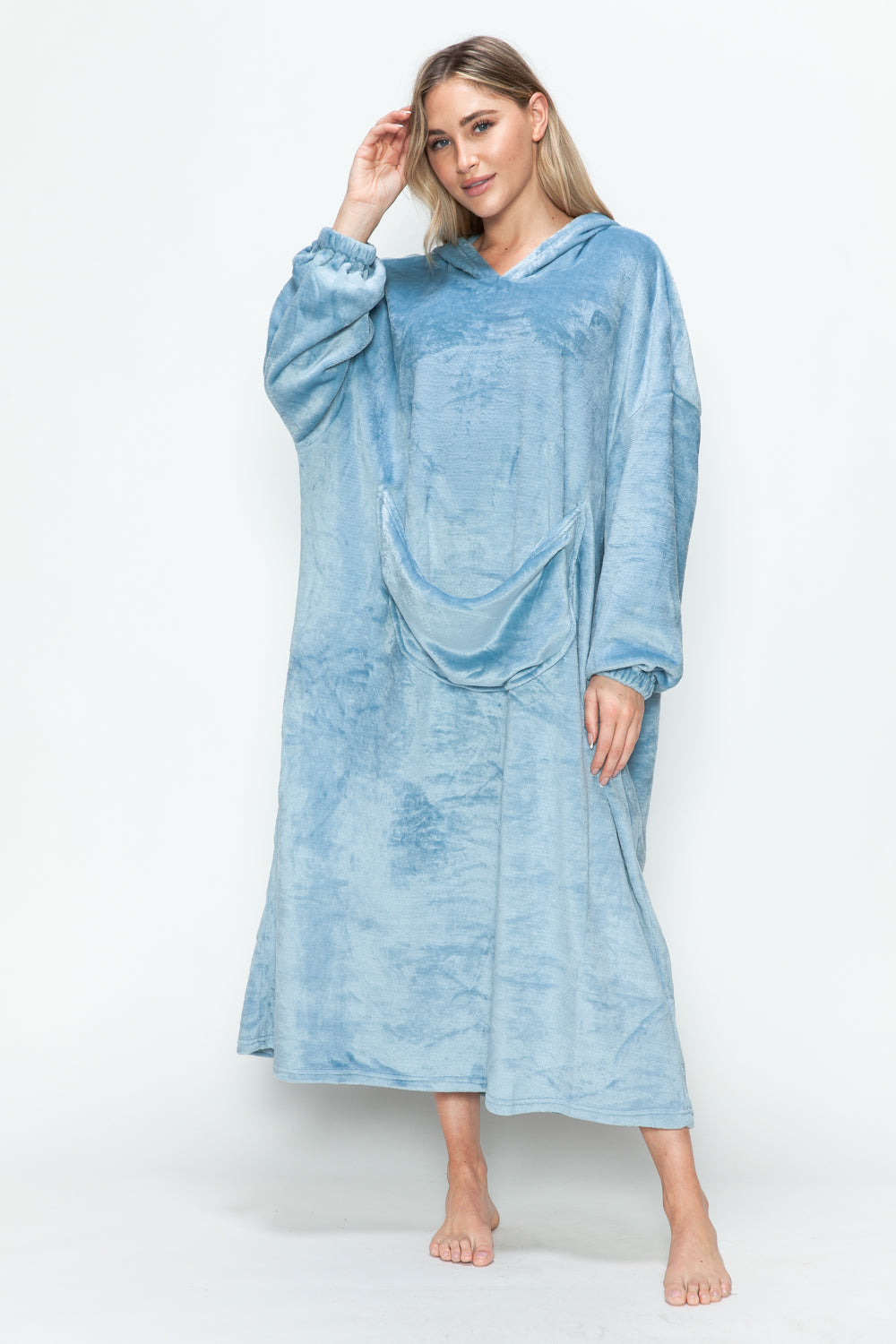 Double Take Full Size Pocketed Hooded Midi Lounge Dress-Chaelisa's New Jammies