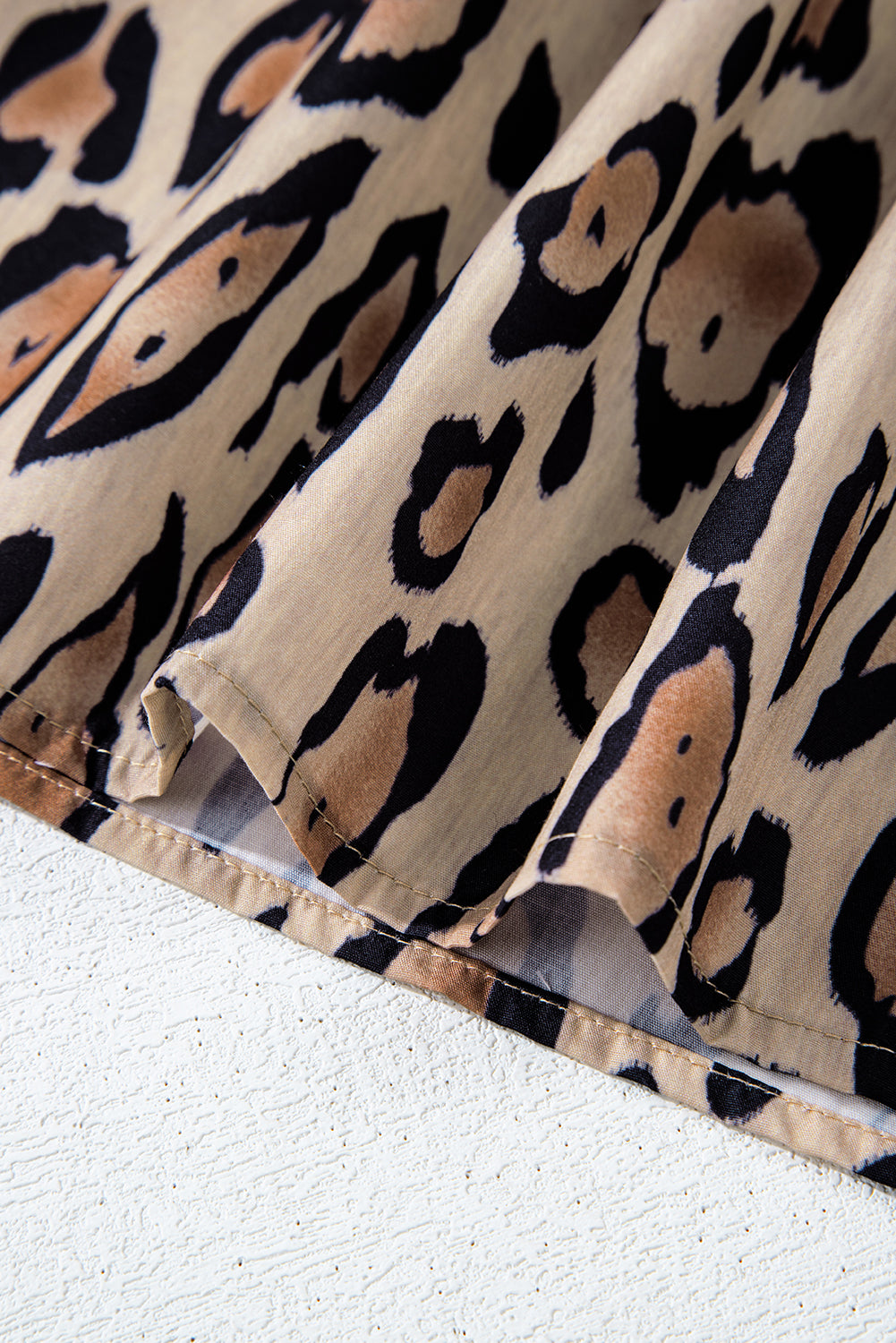 Light French Beige Oversized Leopard Print Balloon Sleeve Casual Shirt-Chaelisa's New Jammies