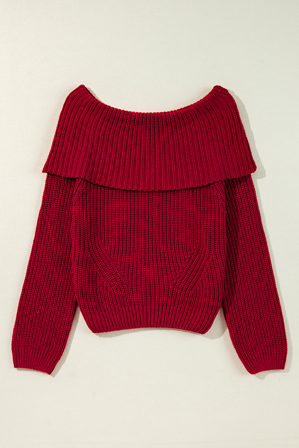 Racing Red Off-the-shoulder Knit Sweater-Chaelisa's New Jammies