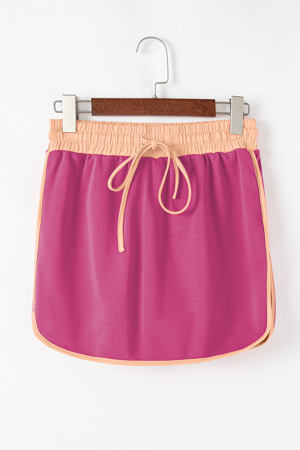 Rose Red Color Contrast Loose Pullover and Lace-up Waist Skort Set-Chaelisa's New Jammies