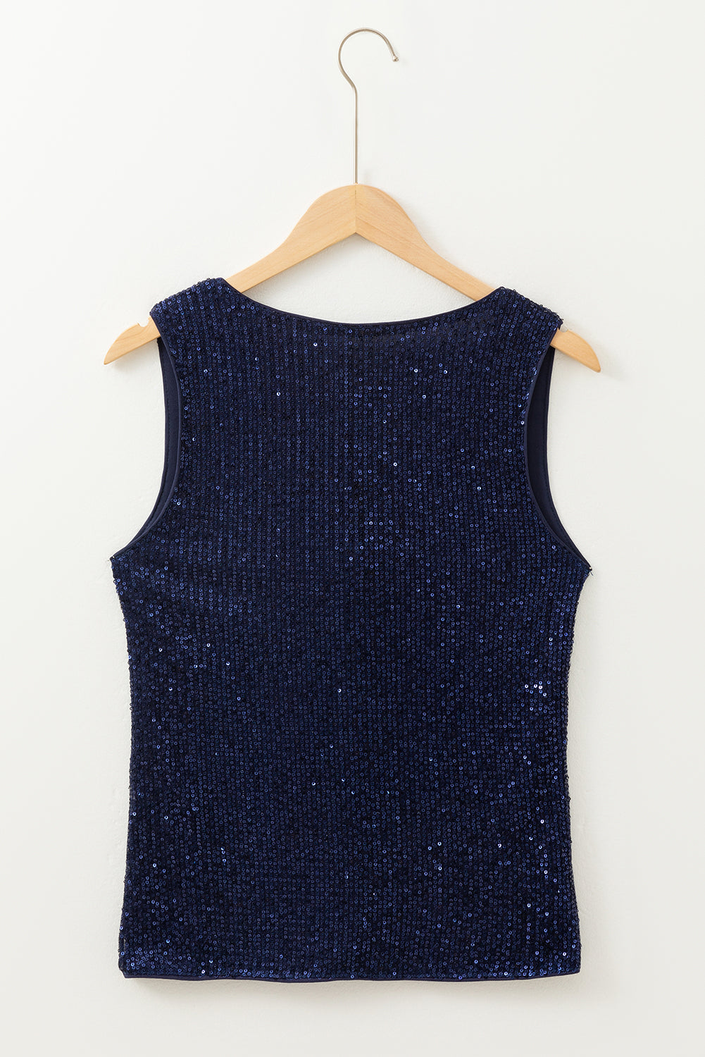 Dirty blue Sequined Deep V Neck Buttoned Tank Top-Chaelisa's New Jammies