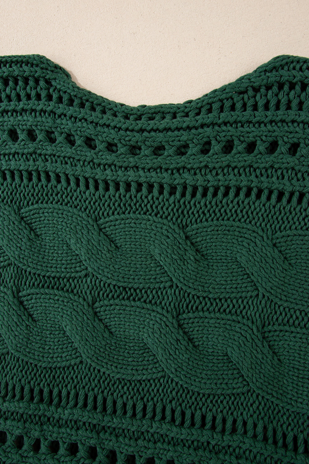 Blackish Green Hollow-out Cable Knit Cropped Sweater-Chaelisa's New Jammies