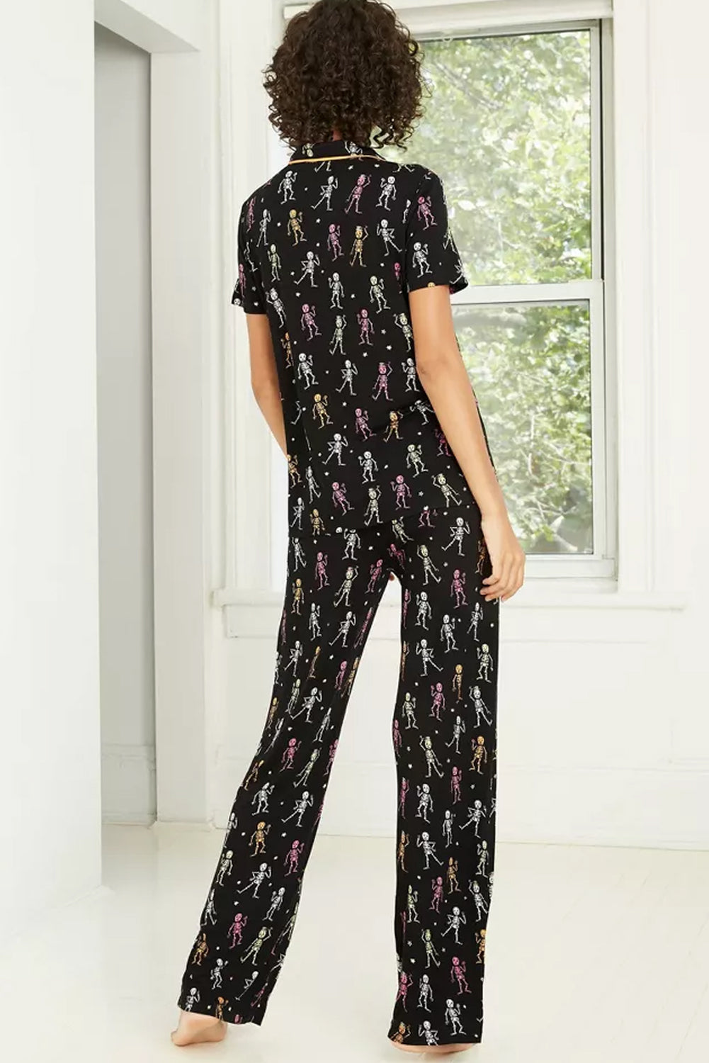 Black Halloween Pattern Short Sleeve Shirt Pajama Set-Chaelisa's New Jammies