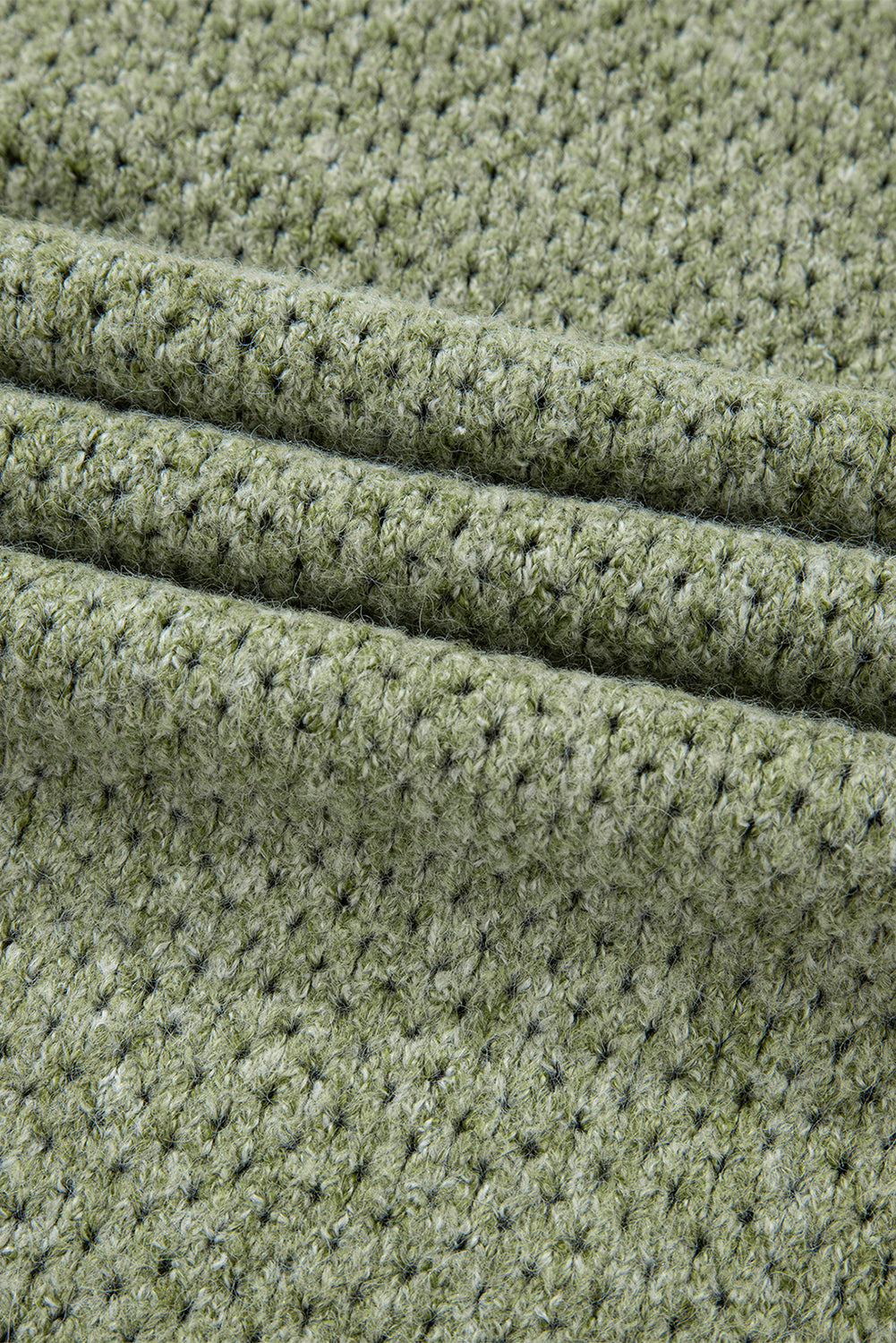 Jungle Green Loose Eyelet V Neck Drop Shoulder Sweater-Chaelisa's New Jammies