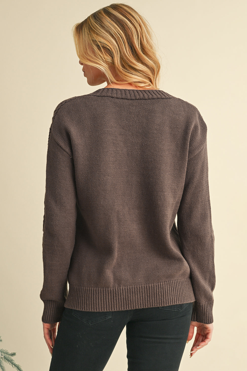 Dark Khaki Hollow Knit Drop Shoulder Cardigan-Chaelisa's New Jammies