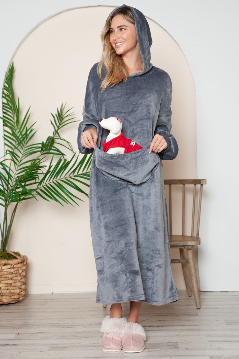 Double Take Full Size Pocketed Hooded Midi Lounge Dress-Chaelisa's New Jammies
