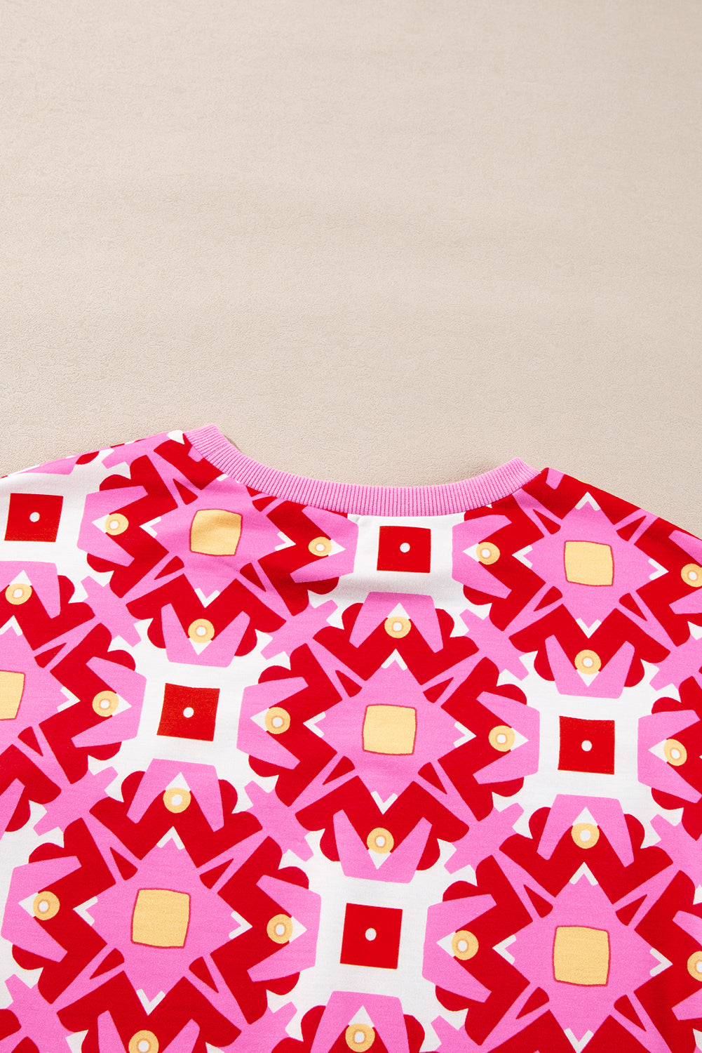 Sachet Pink Geometric Print Long Sleeve Top and Drawstring Shorts Set-Chaelisa's New Jammies