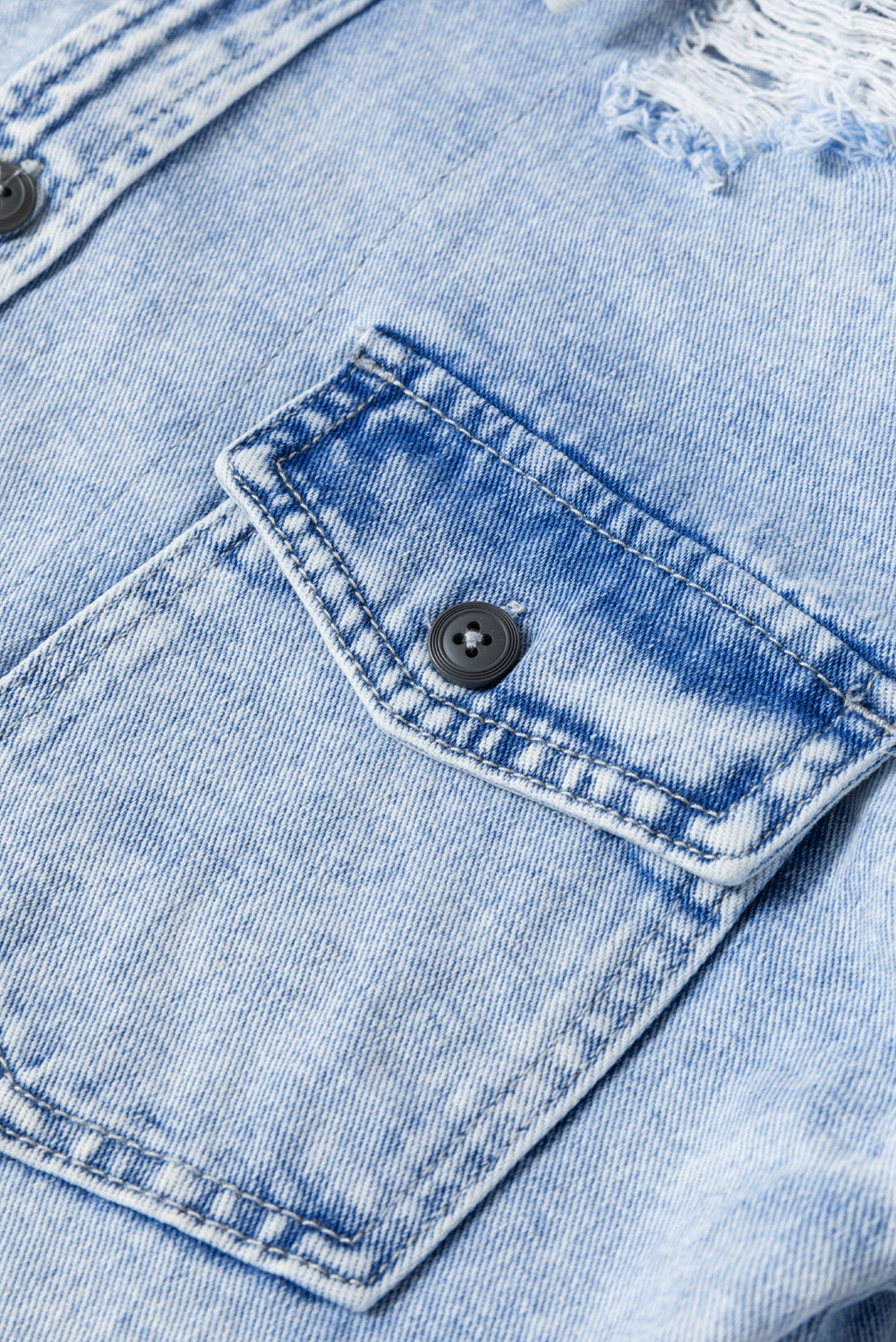 Mist Blue Oversized Contrast Hooded Denim Jacket-Chaelisa's New Jammies