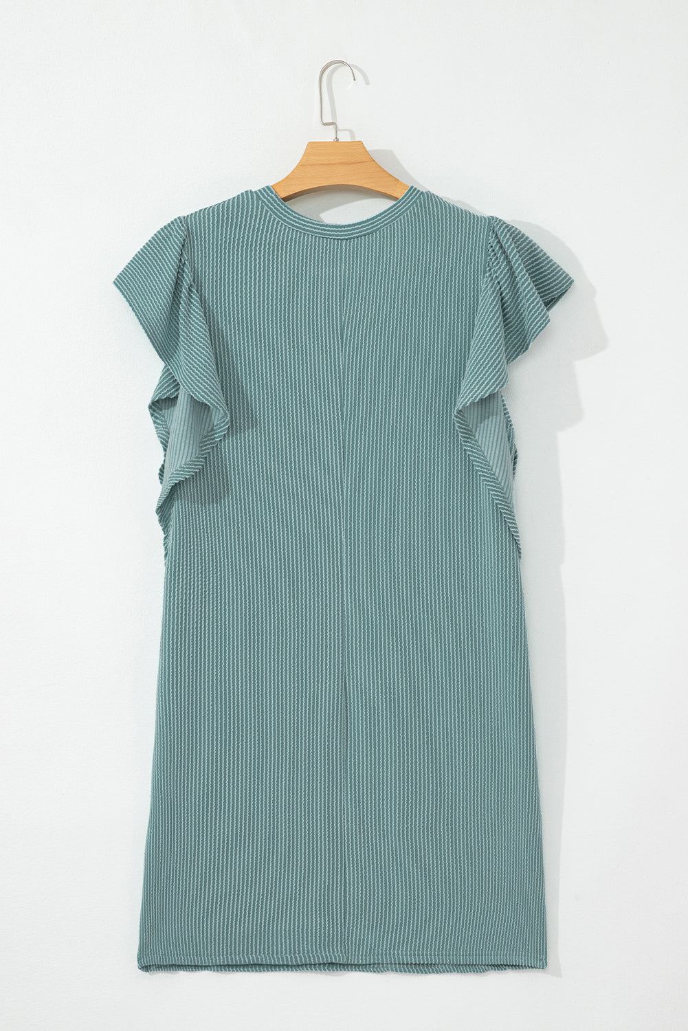 Canton Corded Ruffle Sleeve Crew Neck Shift Dress-Chaelisa's New Jammies
