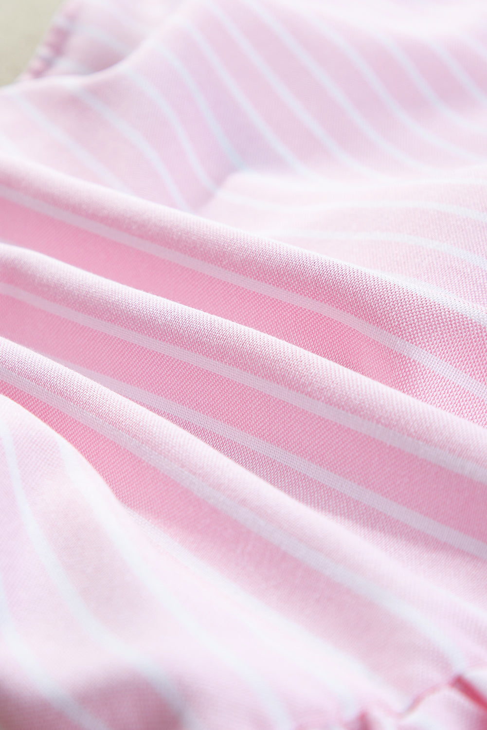 Pink Stripe Bowknot Front Crew Neck Puff Sleeve Blouse-Chaelisa's New Jammies