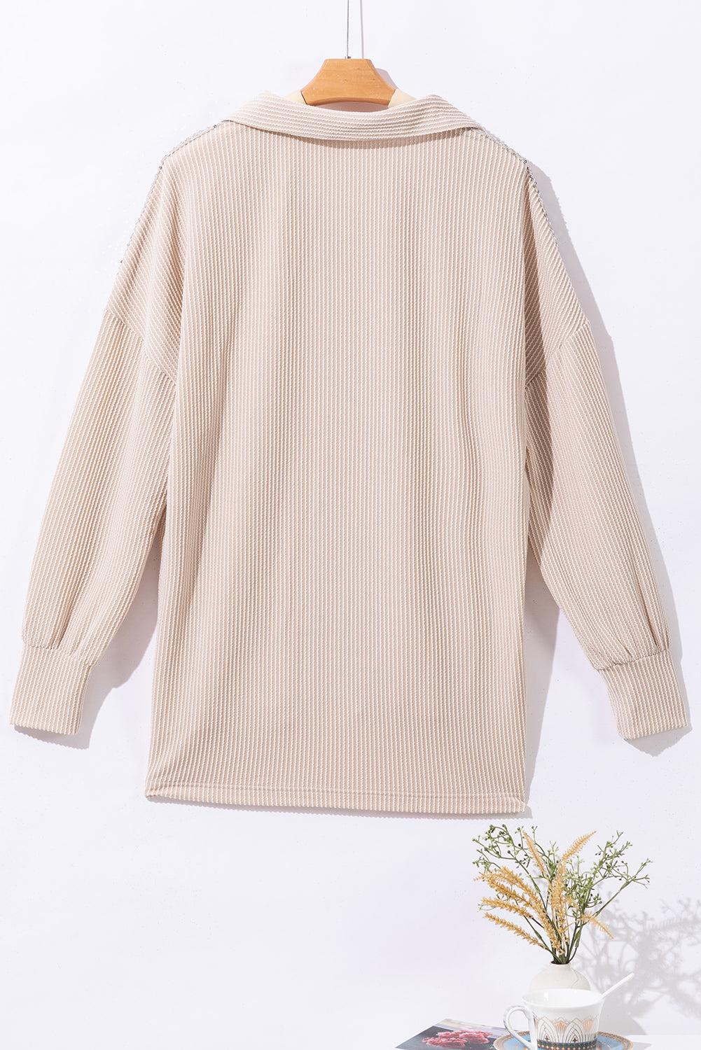 Parchment Sequin Patch Chest Pocket Corded Shacket-Chaelisa's New Jammies