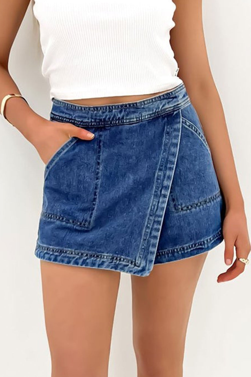 Ashleigh Blue Faux Wrapped Mini Denim Skort-Chaelisa's New Jammies