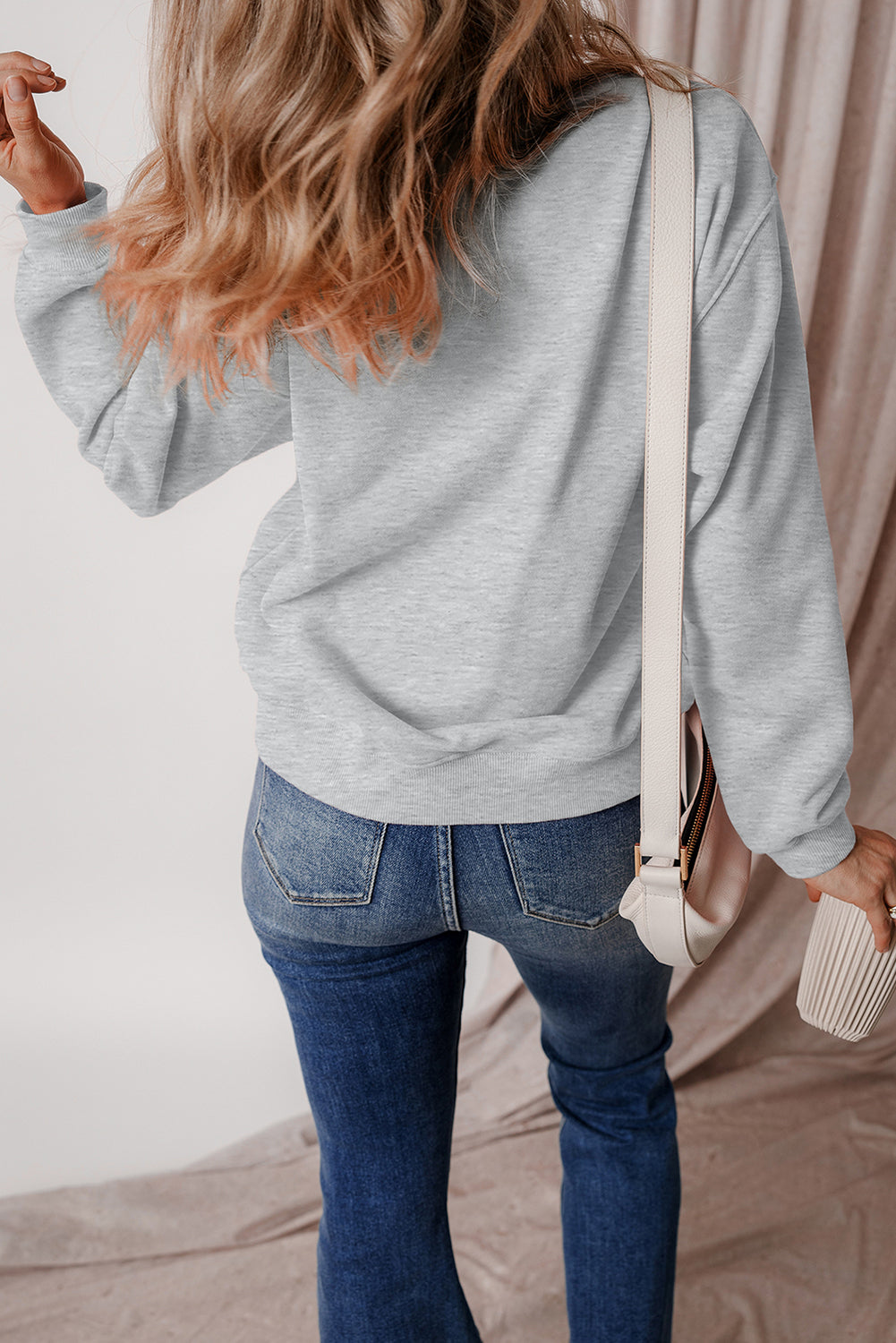 Gray Solid Fleece Lined Drop Shoulder Terry Sweatshirt-Chaelisa's New Jammies