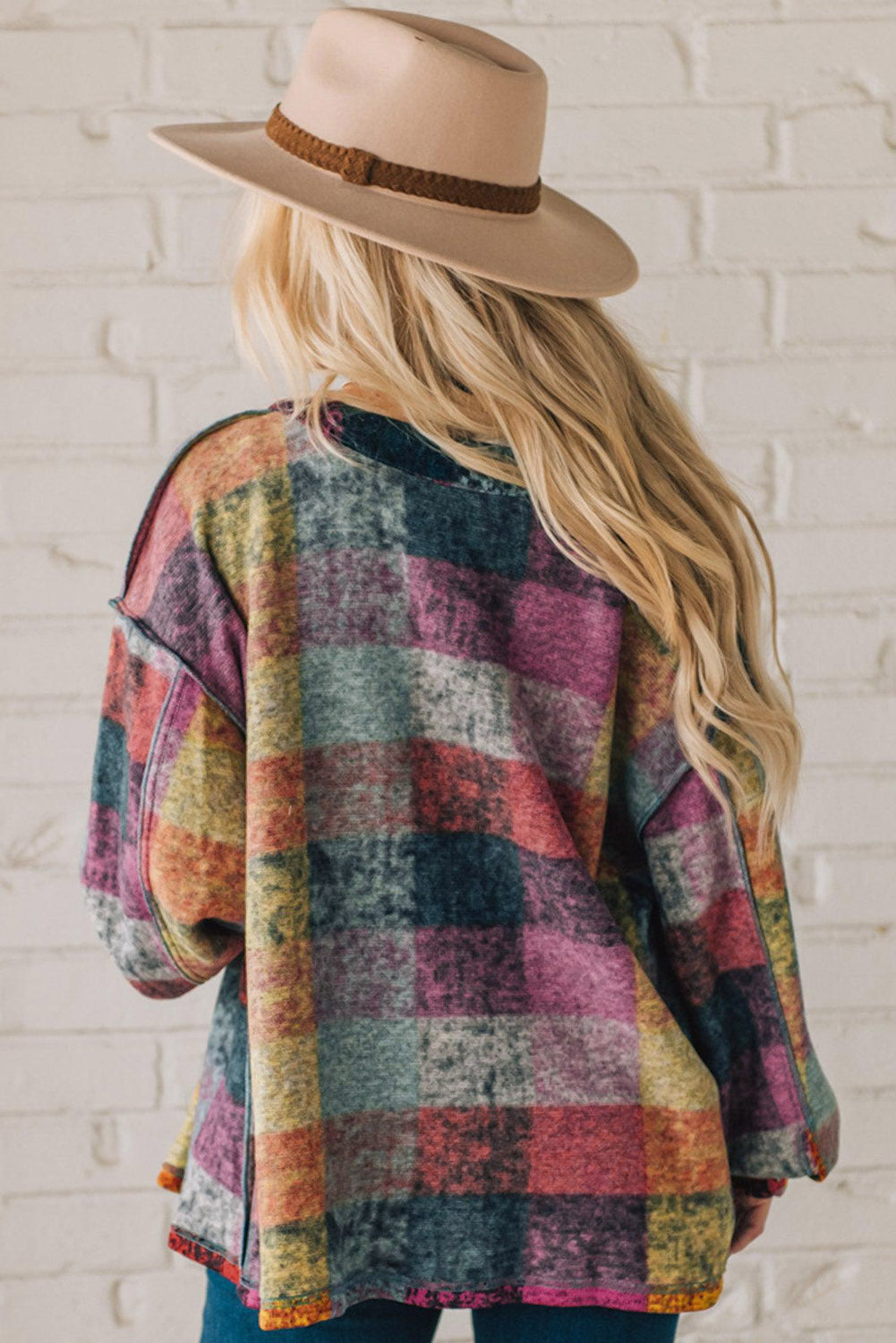 Multicolor Brushed Checked Western Buttoned Jacket-Chaelisa's New Jammies