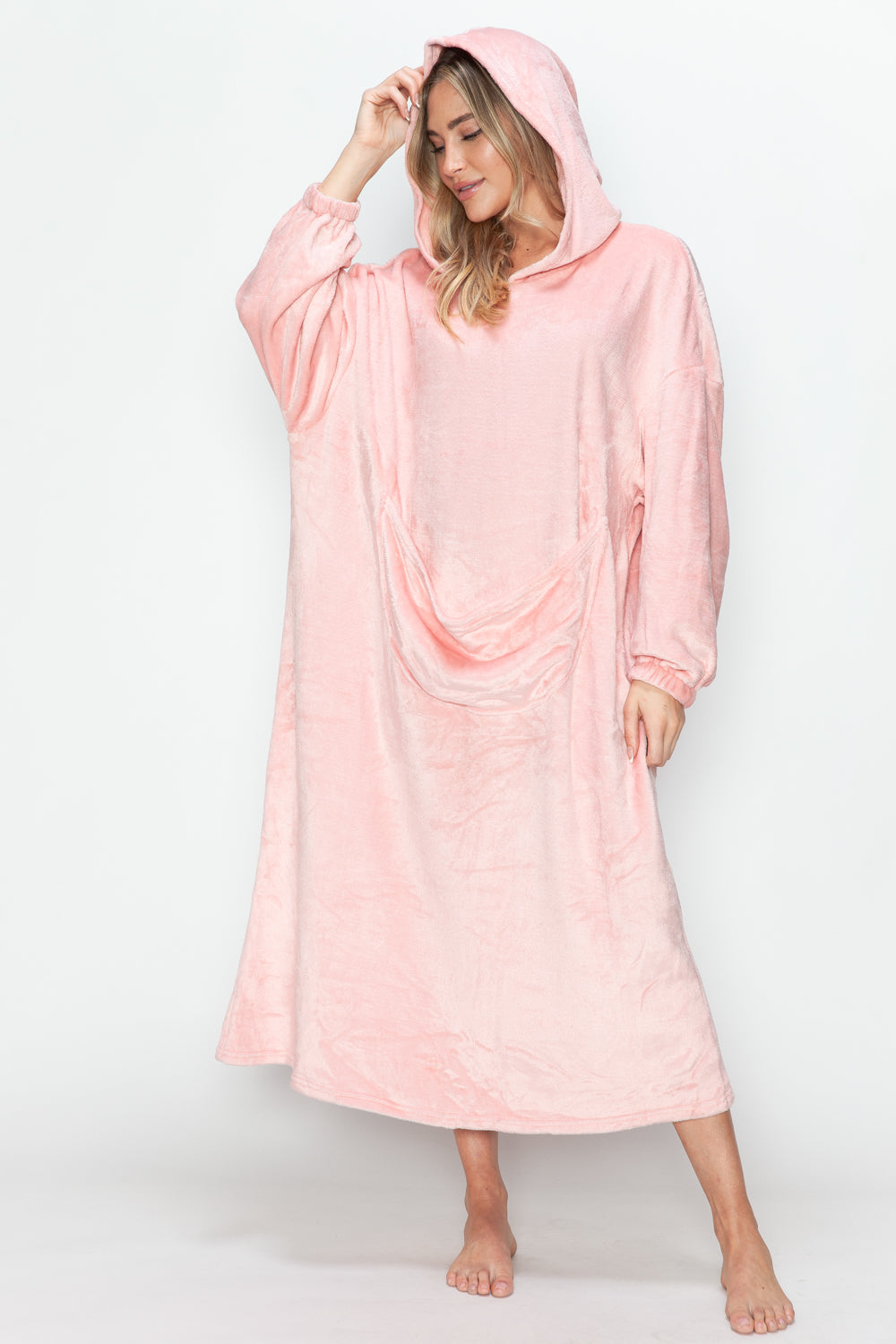 Double Take Full Size Pocketed Hooded Midi Lounge Dress-Chaelisa's New Jammies