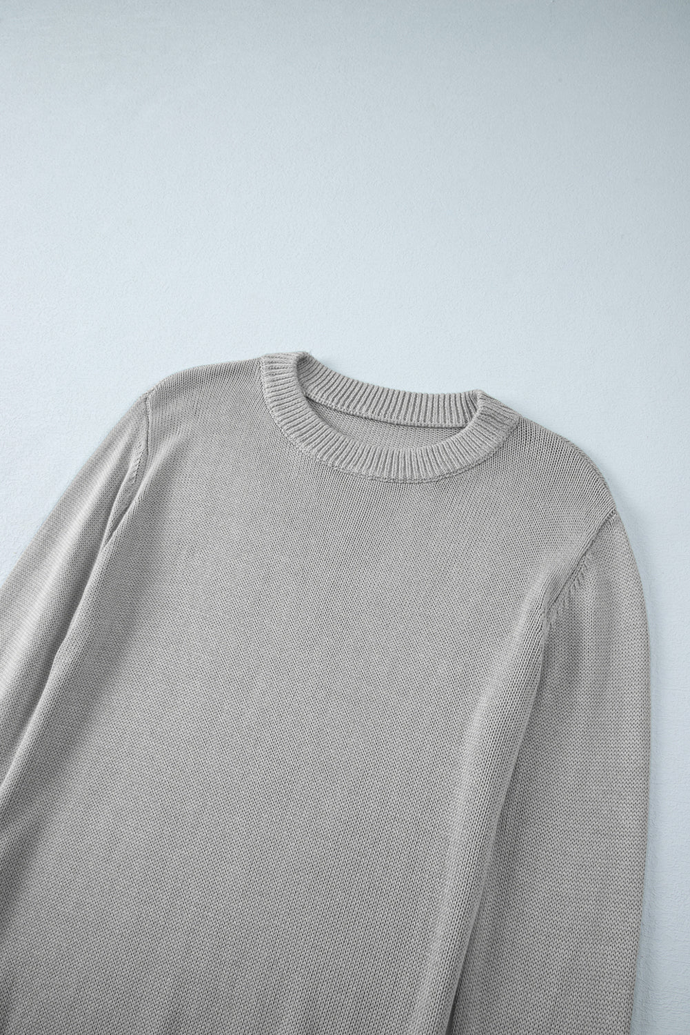 Gray Solid Color Thumbhole Sleeve Ribbed Edge Sweater-Chaelisa's New Jammies