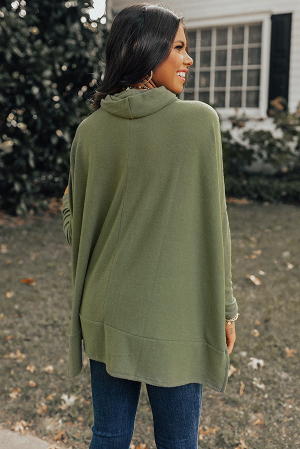 Jungle Green Cowl Neck Shift Tunic Top-Chaelisa's New Jammies