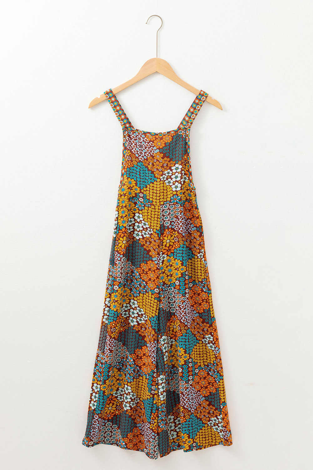 Multicolour Boho Floral Print Crossed Straps Ankle-length Jumpsuit-Chaelisa's New Jammies