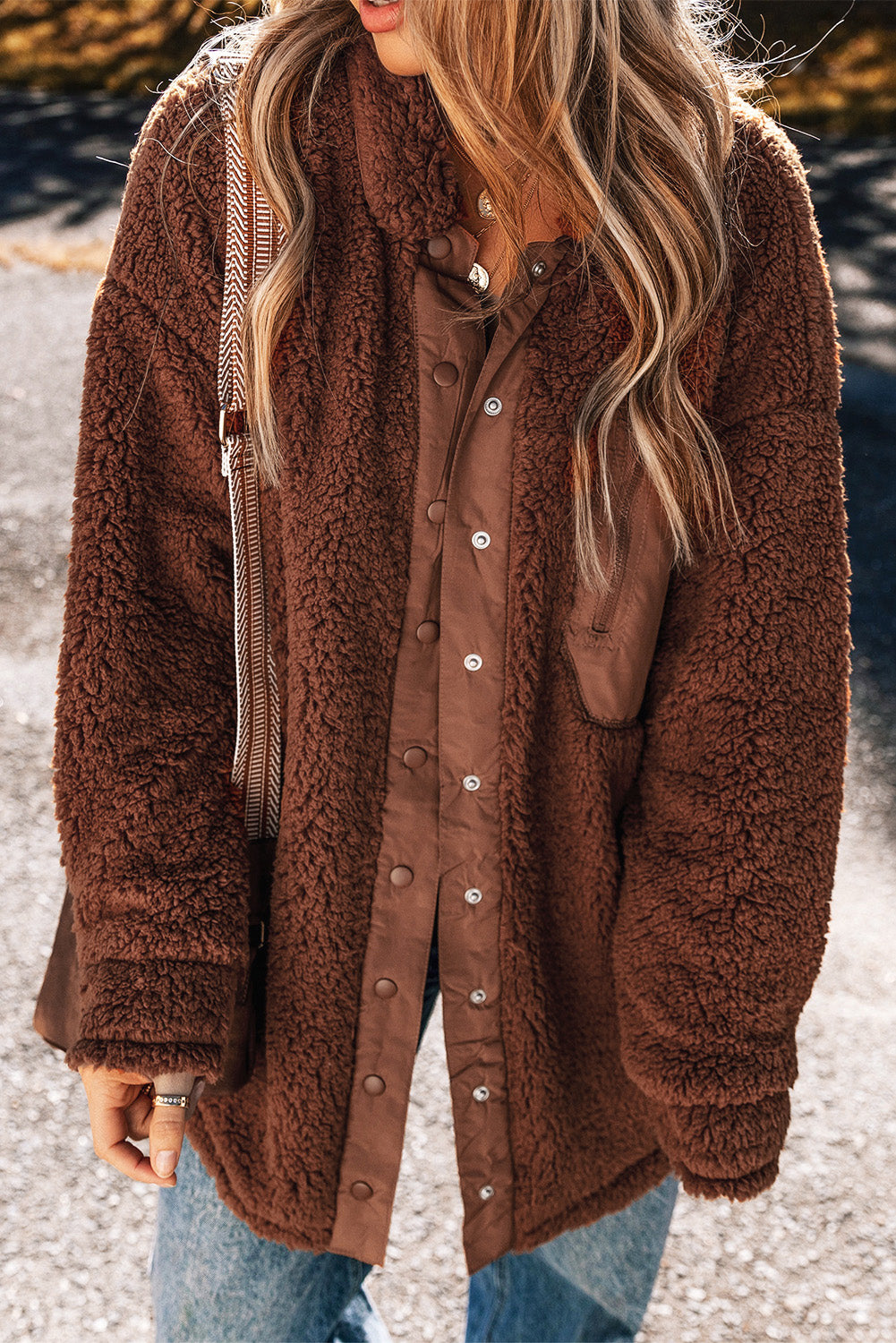 Red Clay Faux Shearling Teddy Bear Jacket-Chaelisa's New Jammies
