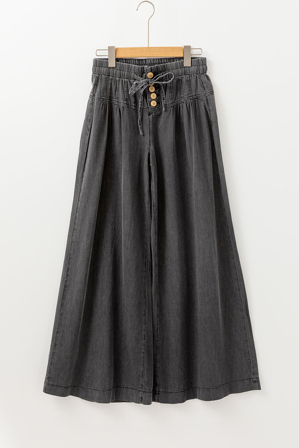Carbon Grey Mineral Wash Button Fly Waist Wide Leg Jeans-Chaelisa's New Jammies
