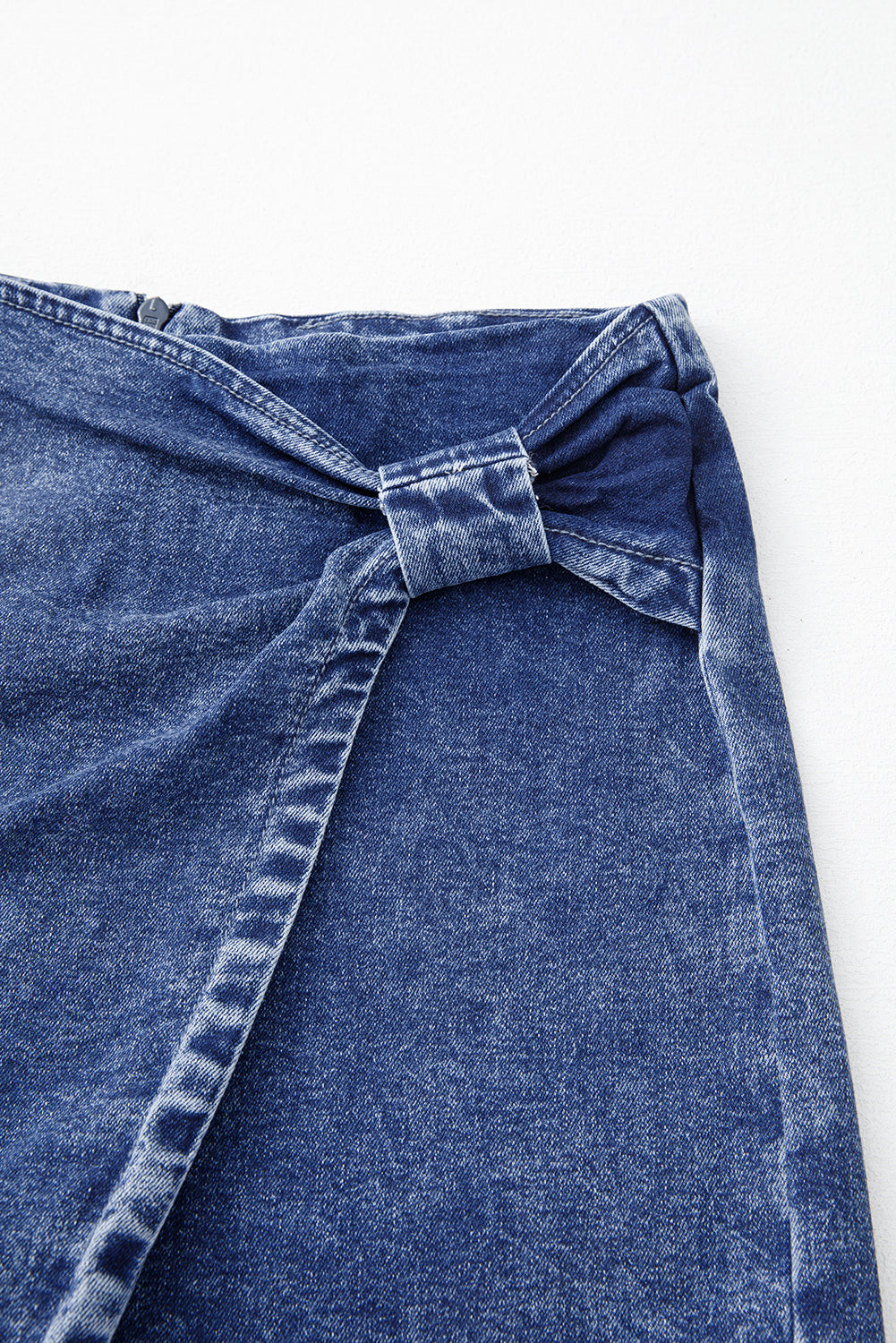Sail Blue Acid Wash Asymmetric Twisted Wrapped Zipped Denim Skort-Chaelisa's New Jammies