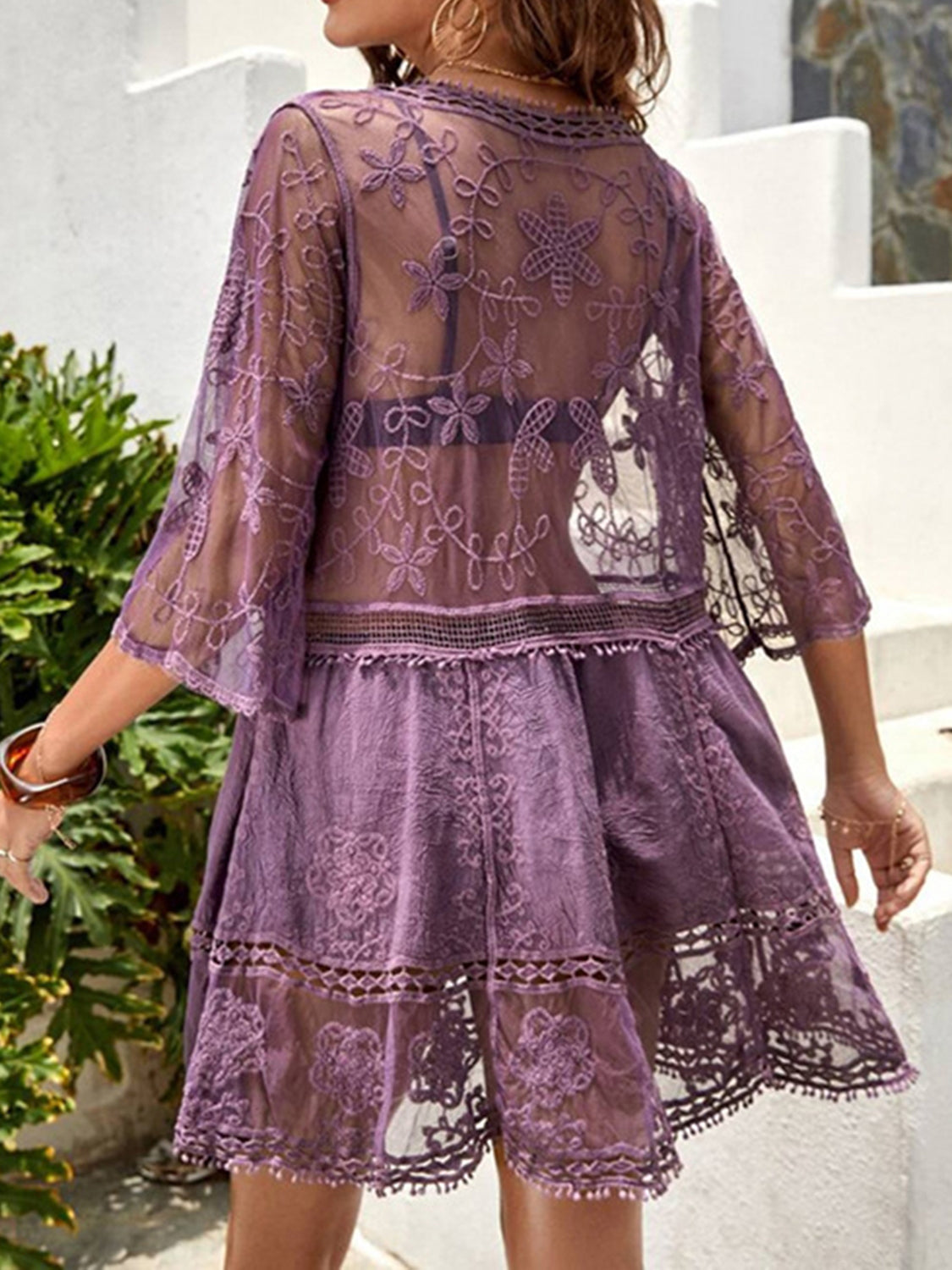 Lace Detail Plunge Cover-Up Dress-Chaelisa's New Jammies