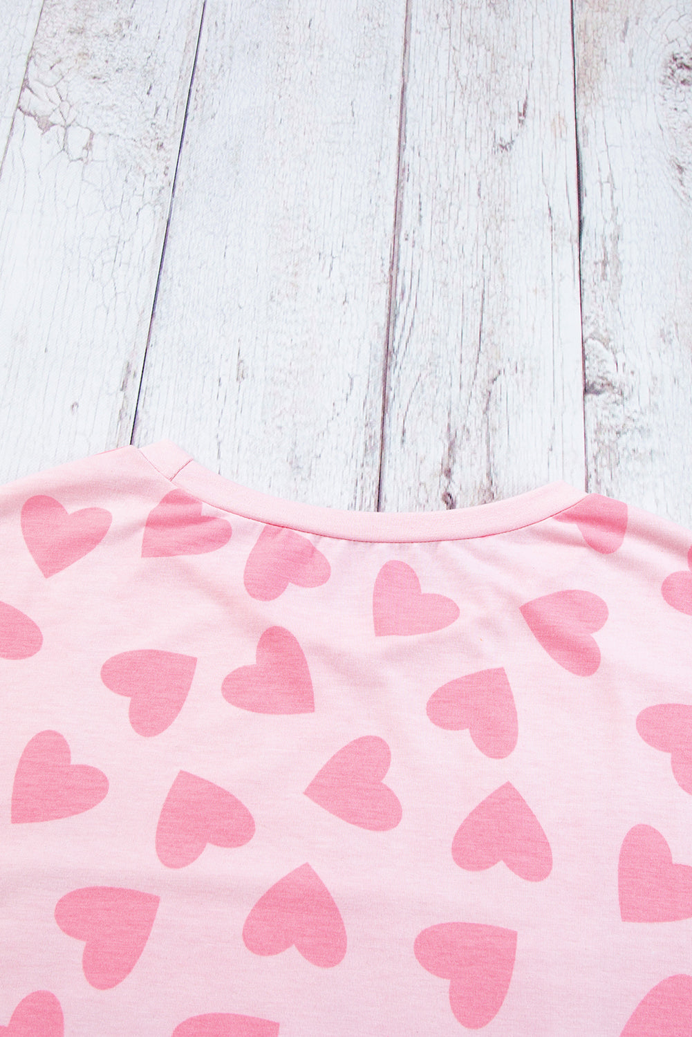 Pink Heart Print Long Sleeve Top and Shorts Loungewear Set-Chaelisa's New Jammies
