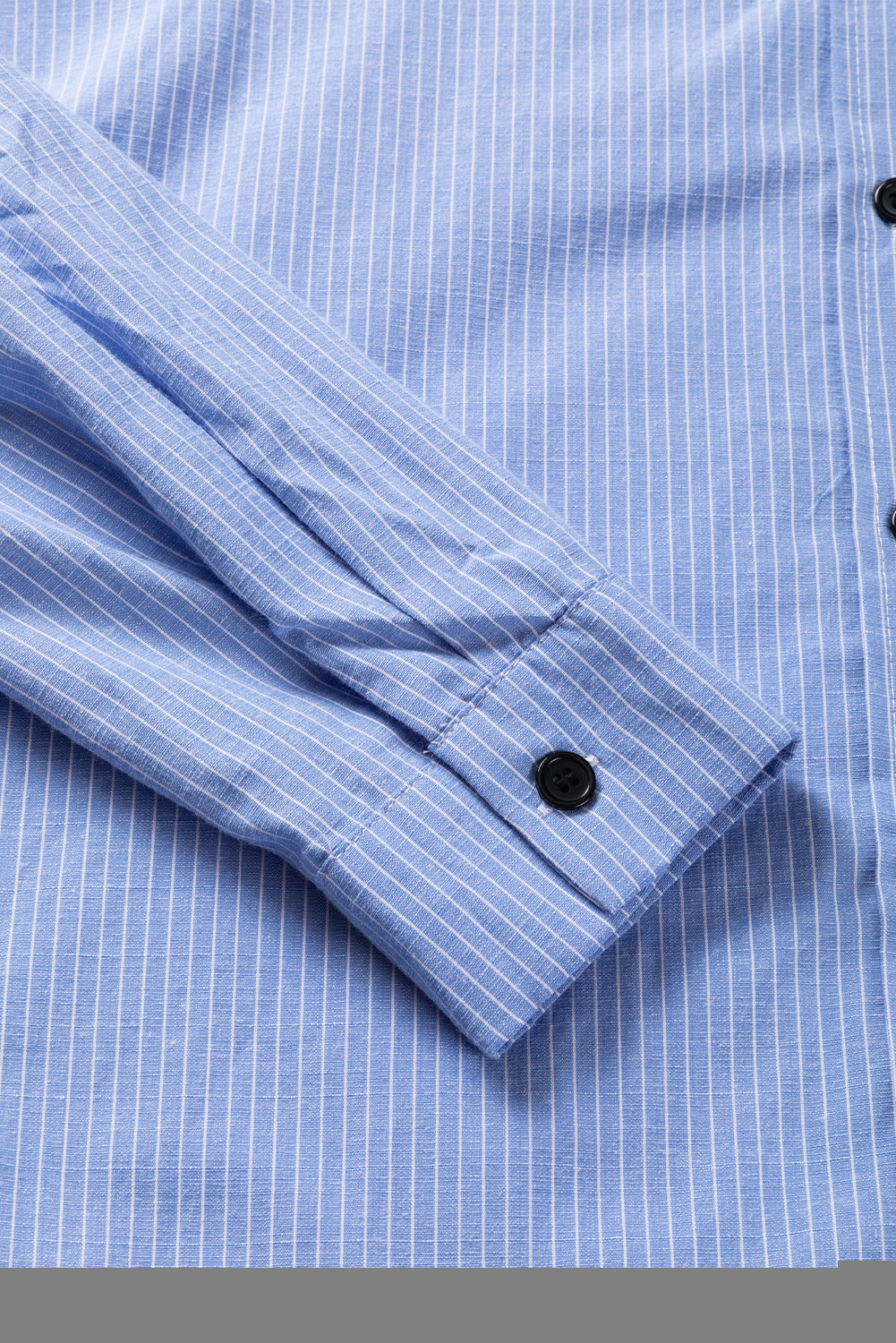 Sky Blue Stripe Roll-tab Sleeve Pocketed Long Shirt-Chaelisa's New Jammies