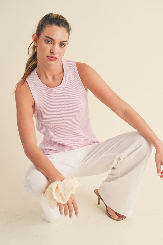 Aemi + Co Ribbed Round Neck Knit Tank-Chaelisa's New Jammies