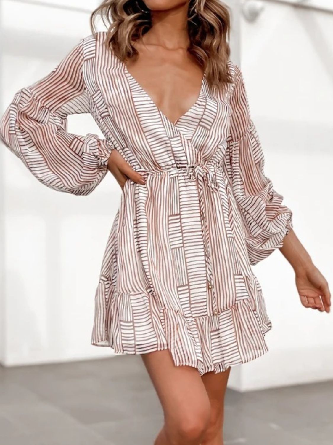 Cutout Back Surplice Long Sleeve Dress-Chaelisa's New Jammies