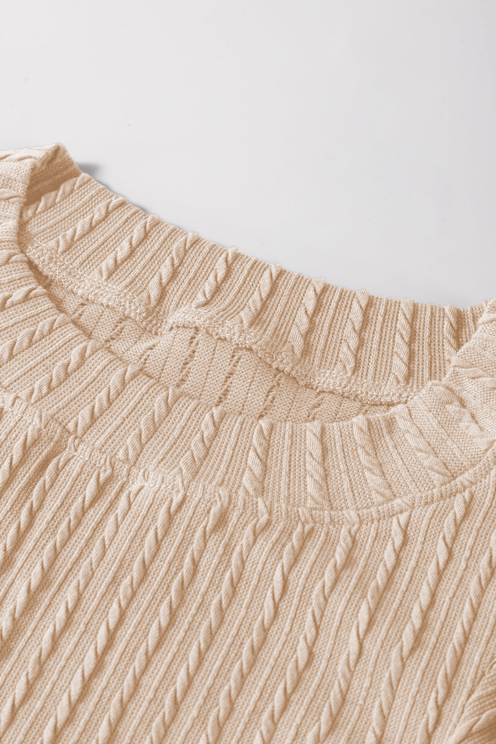Beige Solid Color Textured Flutter Sleeve Top-Chaelisa's New Jammies