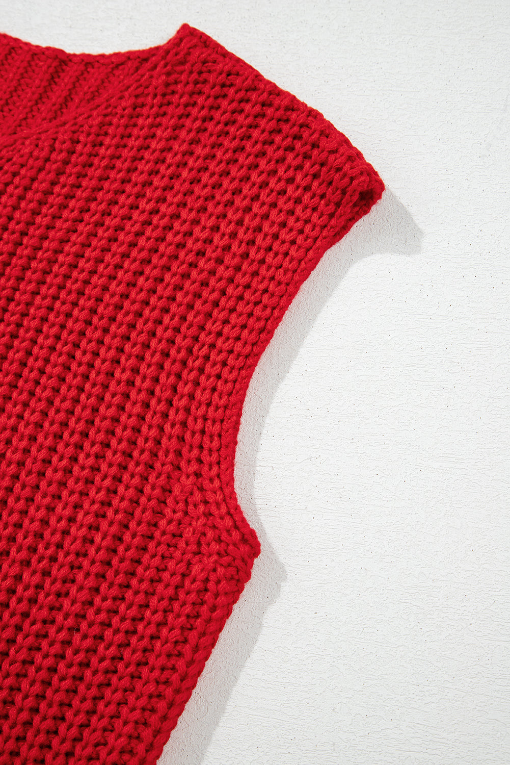 Fiery Red Solid Textured Knit Side Pockets Buttoned Sweater Vest-Chaelisa's New Jammies