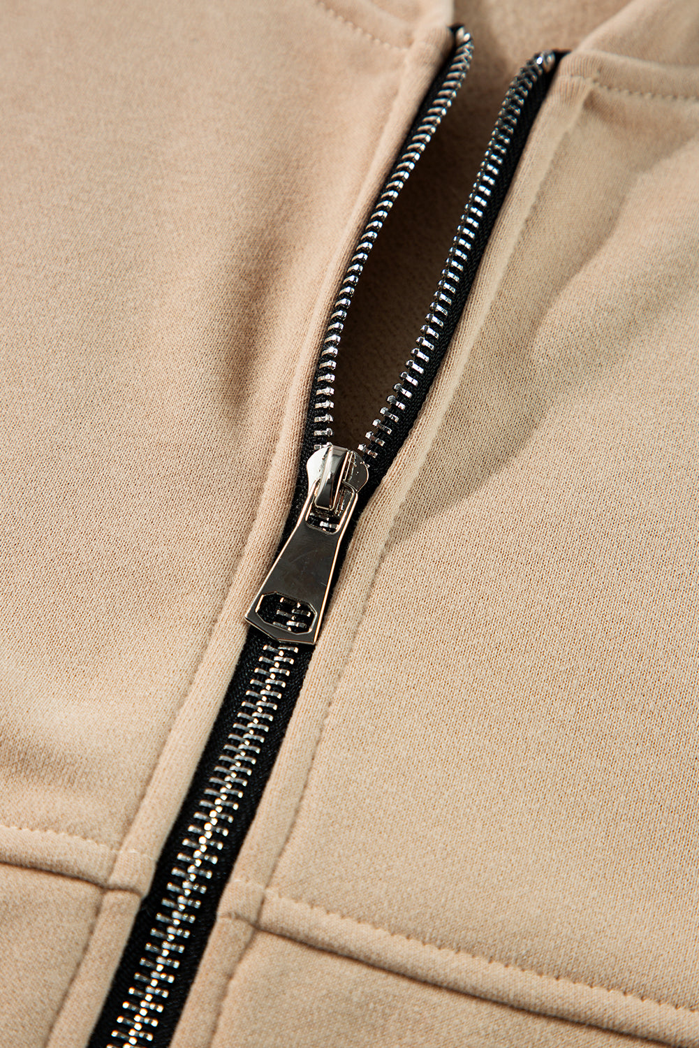 Apricot Solid Seamed Zipper Jacket and Drawstring Waist Pants Set-Chaelisa's New Jammies