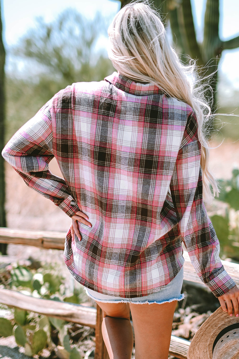 Pink Plaid Flap Pocket Button Up Shacket-Chaelisa's New Jammies