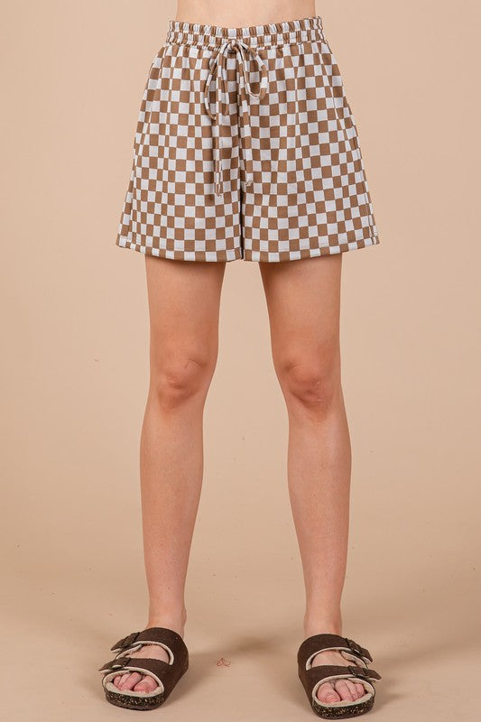 Ces Femme Checkered Round Neck Top and Shorts Set-Chaelisa's New Jammies