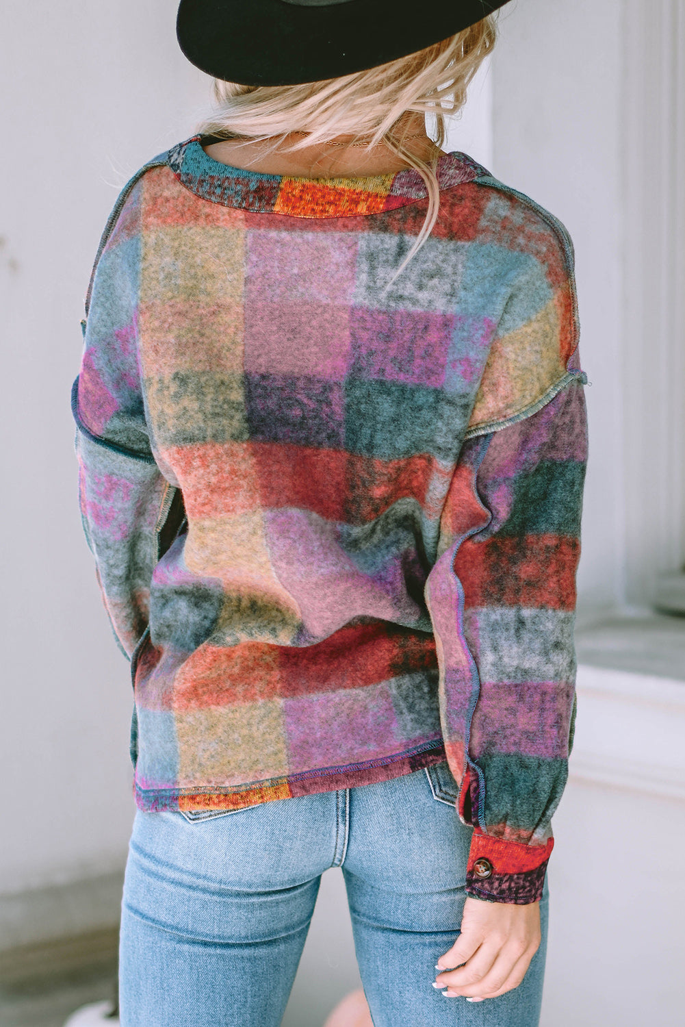 Multicolor Brushed Checked Western Buttoned Jacket-Chaelisa's New Jammies