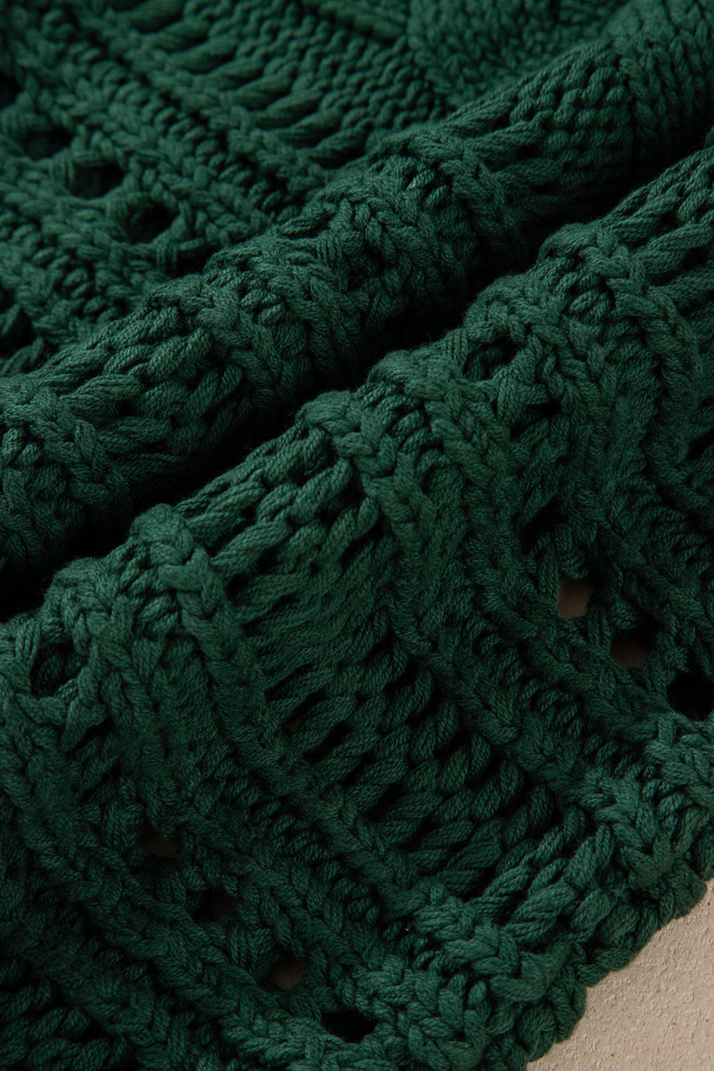 Blackish Green Hollow-out Cable Knit Cropped Sweater-Chaelisa's New Jammies