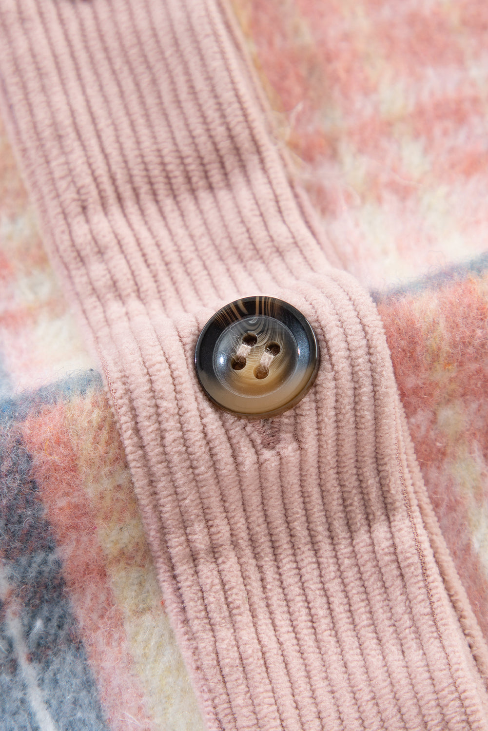 Light Pink Plaid Corduroy Patchwork Pocket Loose Shacket-Chaelisa's New Jammies