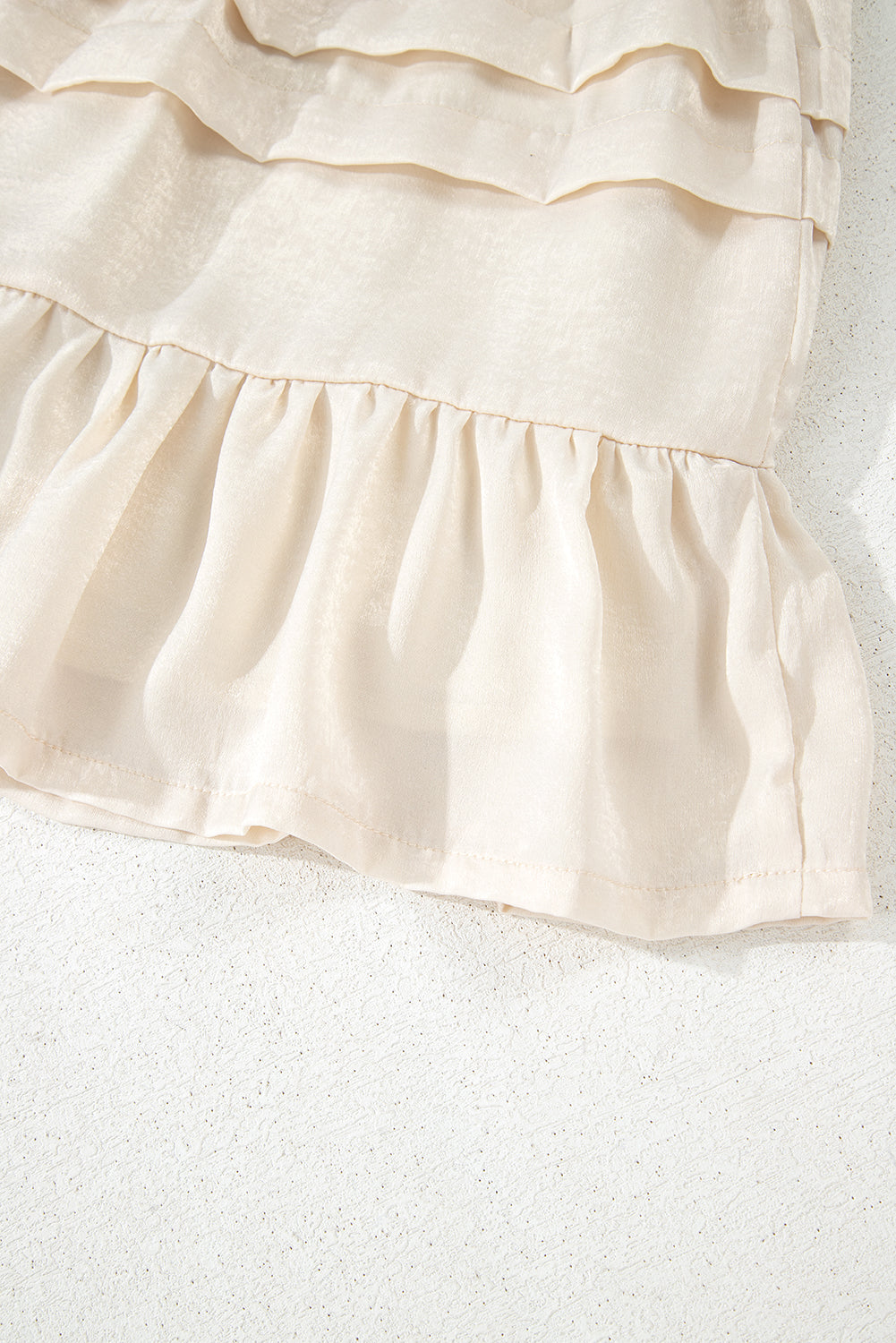 Beige Tiered Ruffled Hemline Elastic Waist Mini Skirt-Chaelisa's New Jammies