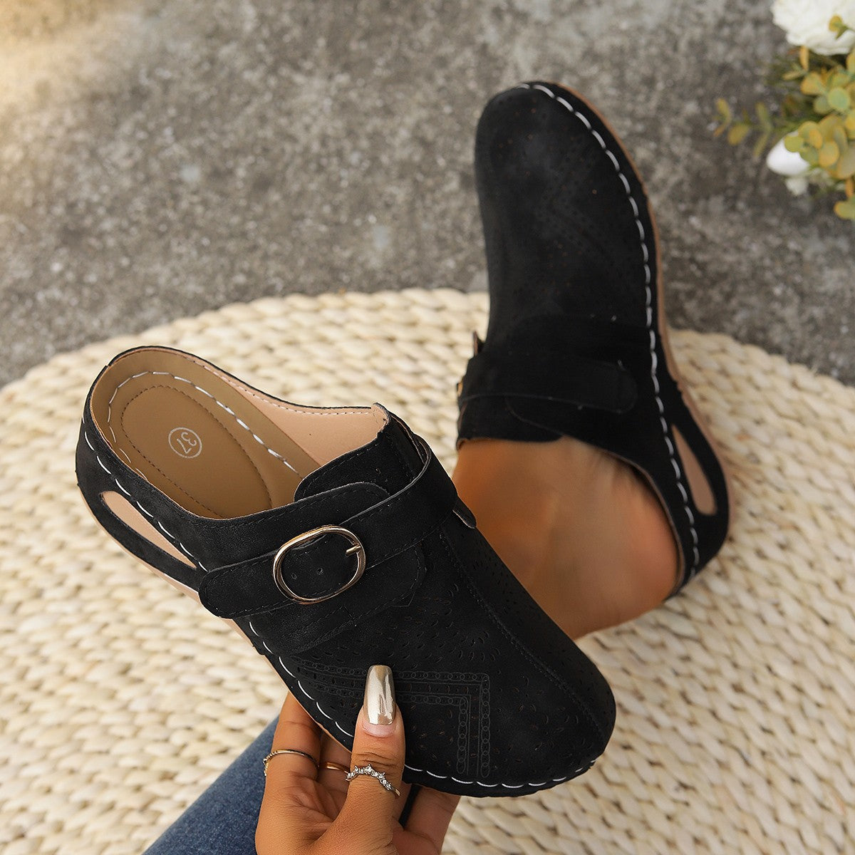 Suede Round Toe Wedge Sandals-Chaelisa's New Jammies