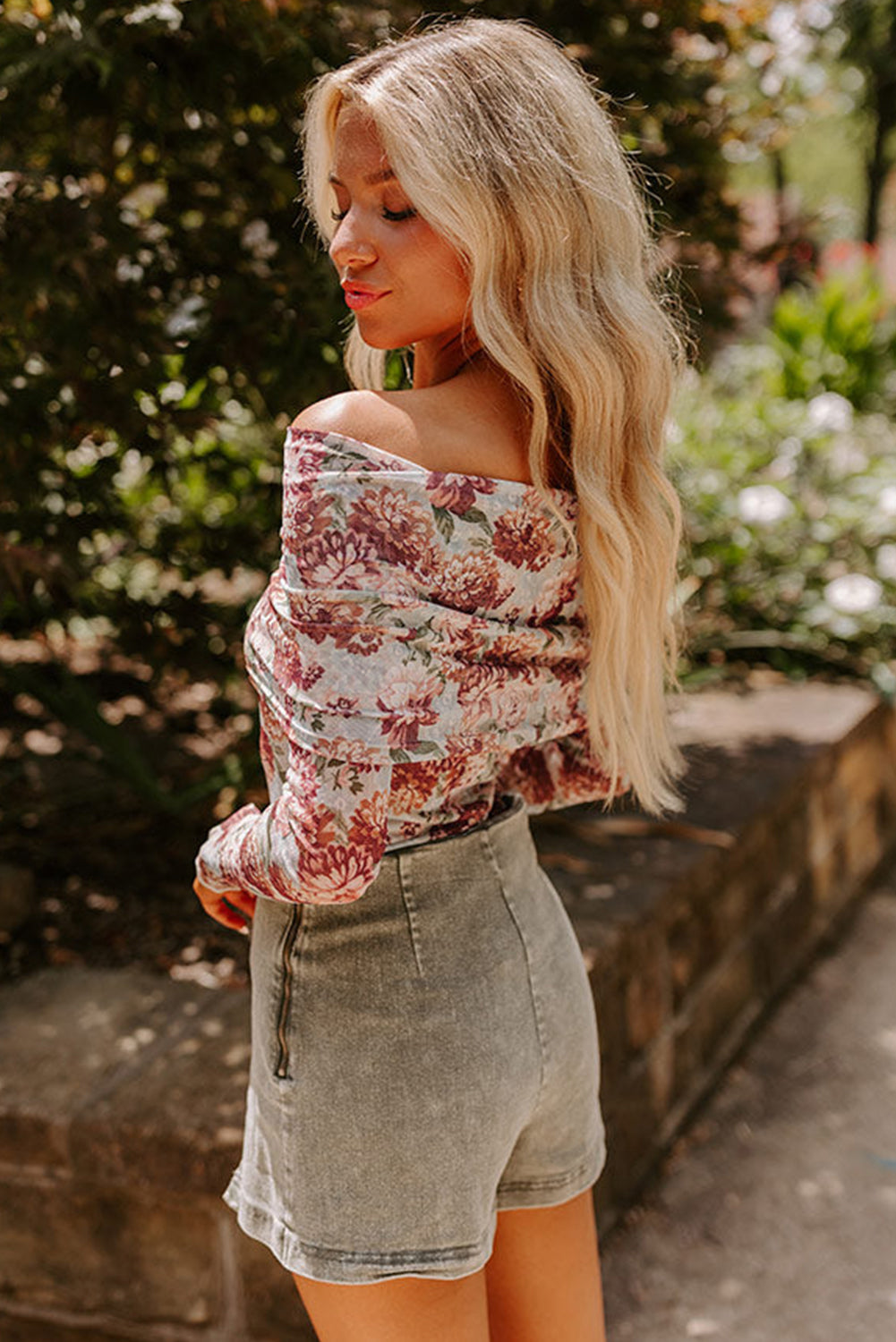 Pink Floral Printed Long Sleeve Sheath Bodysuit-Chaelisa's New Jammies