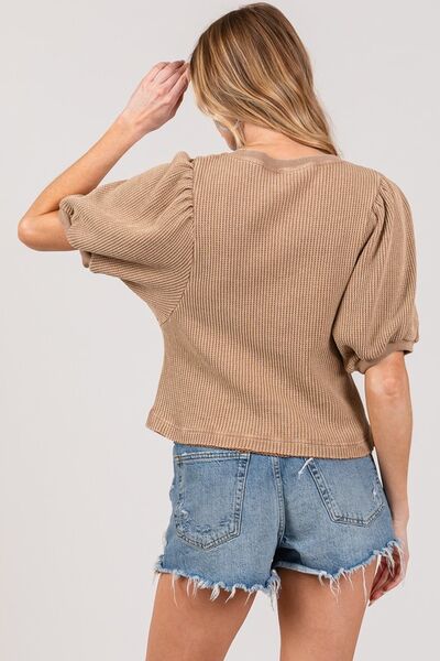 SAGE+FIG Lace-Up Waffle Knit Crop Top-Chaelisa's New Jammies