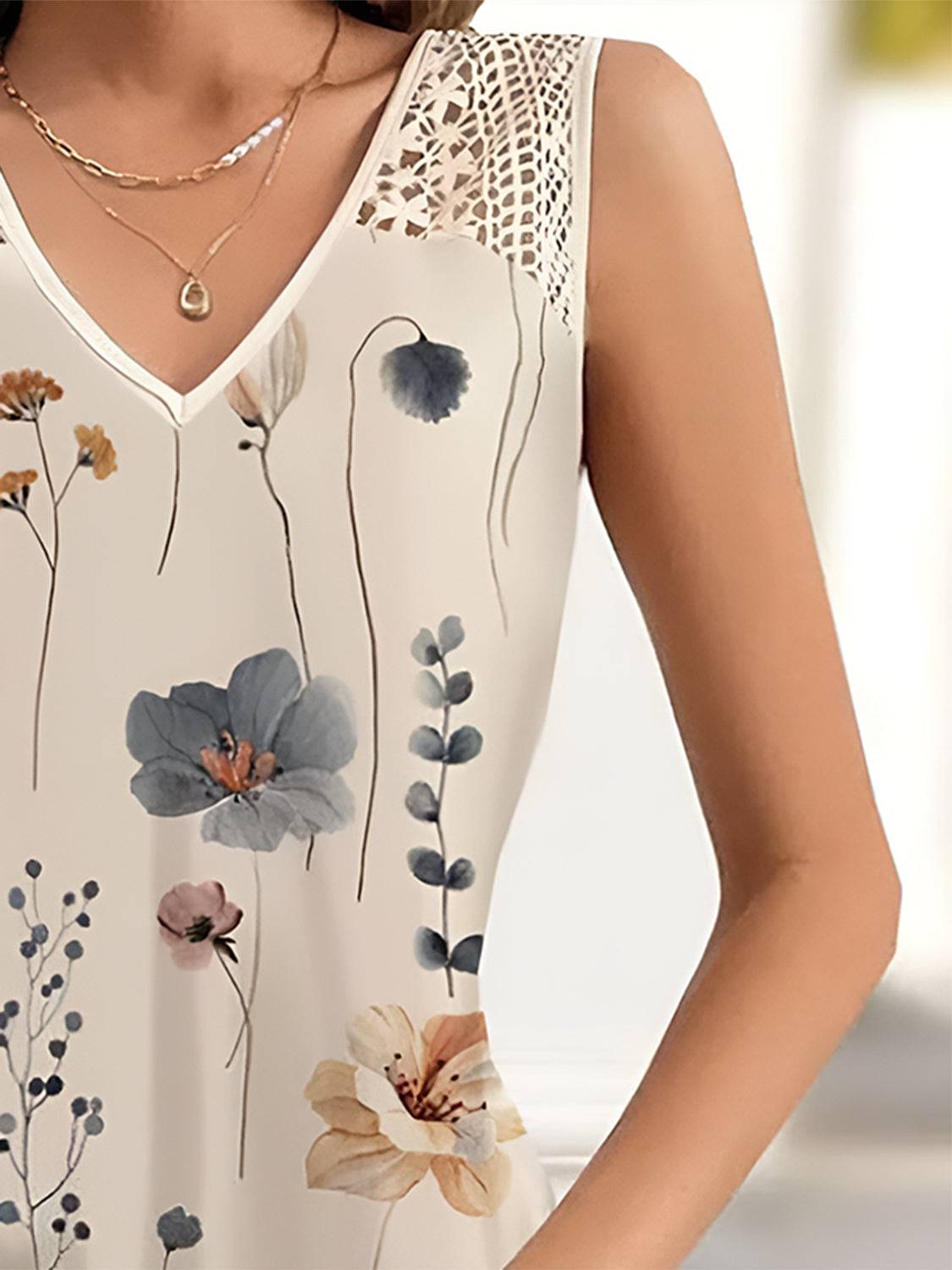 Printed V-Neck Sleeveless Mini Dress-Chaelisa's New Jammies