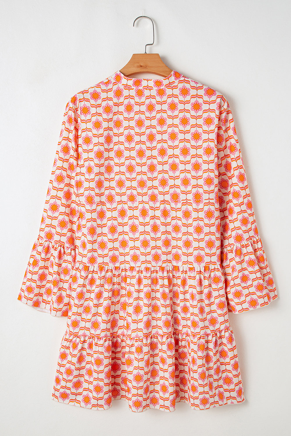 Orange Floral Print Flounce Sleeve Buttoned Front Mini Dress-Chaelisa's New Jammies