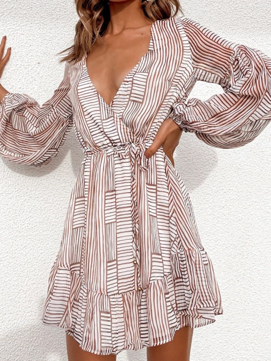 Cutout Back Surplice Long Sleeve Dress-Chaelisa's New Jammies
